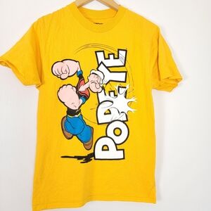 Vibrant Yellow Popeye Short Sleeve Tee T Shirt Small